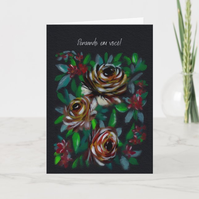 Pensando em Você Floral Sympathy Portuguese  Karte (Vorderseite)