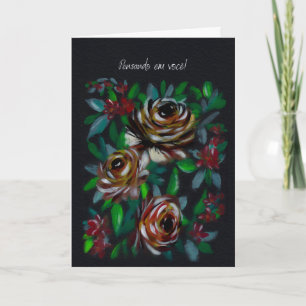 Pensando em Você Florale Beileid Portugiesisch Karte