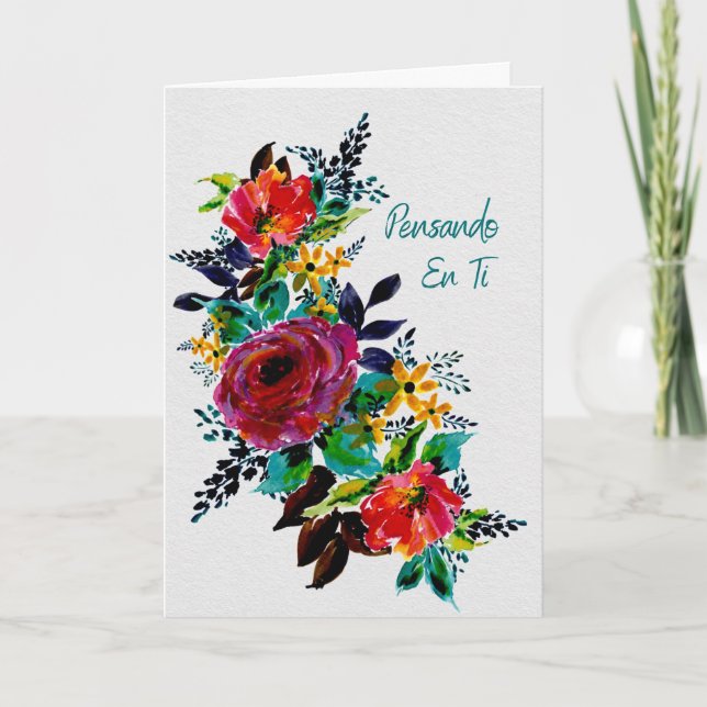 Pensando en Ti - Tarjeta Floral de Apoyo y Ánimo Karte (Vorderseite)
