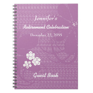 Pension Party Guest Book Lila, White Floral Notizblock