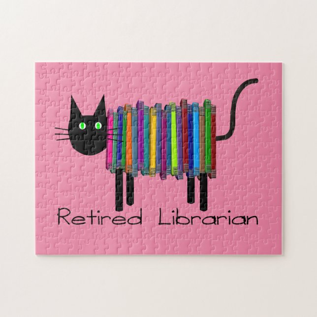 Pensionierte Bibliothekarin Buchkatze  Puzzle (Horizontal)