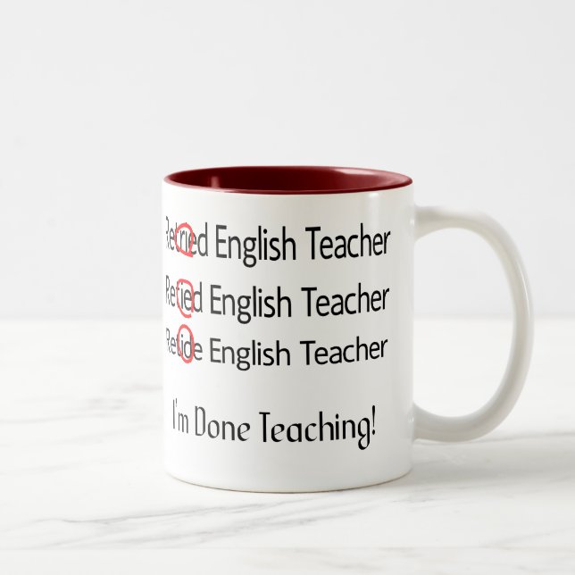 Pensionierte Englischlehrer-Geschenke Zweifarbige Tasse (Rechts)