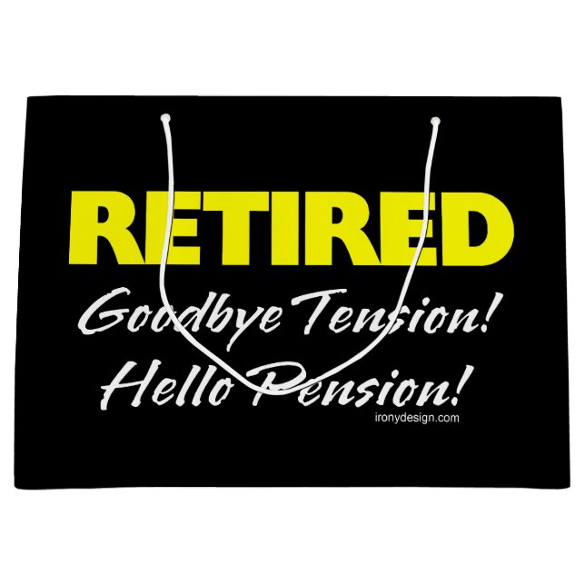 Pensionierte Hellow Pension (dunkel) Große Geschenktüte (Vorderseite)