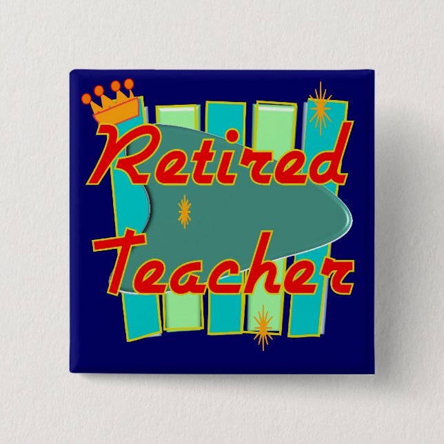 Pensionierte Lehrer RETRO ZEICHEN Button (Vorderseite)