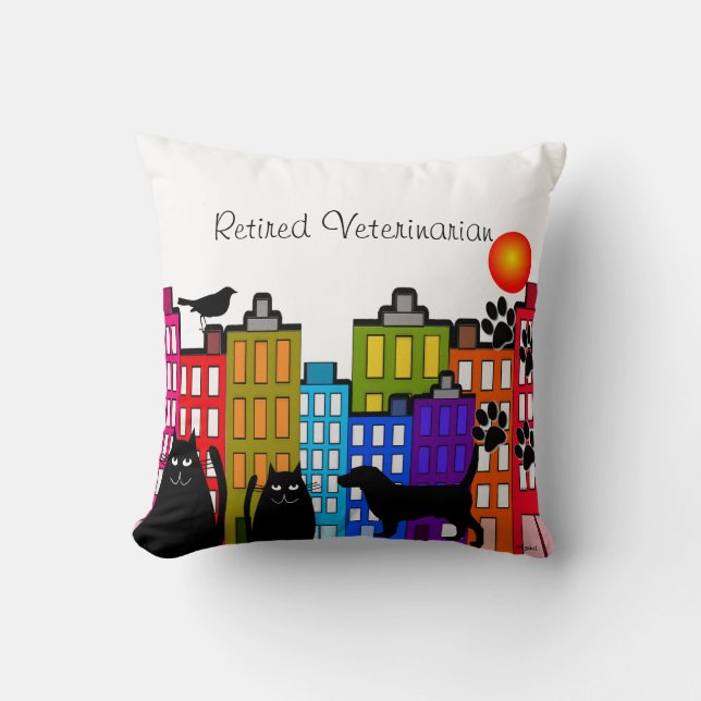 Pensionierte tierärztliches Kissen-wunderliche Kissen (Vorderseite)