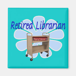 pensionierter Bibliothekar-Buch-Wagen-Entwurf Magnet