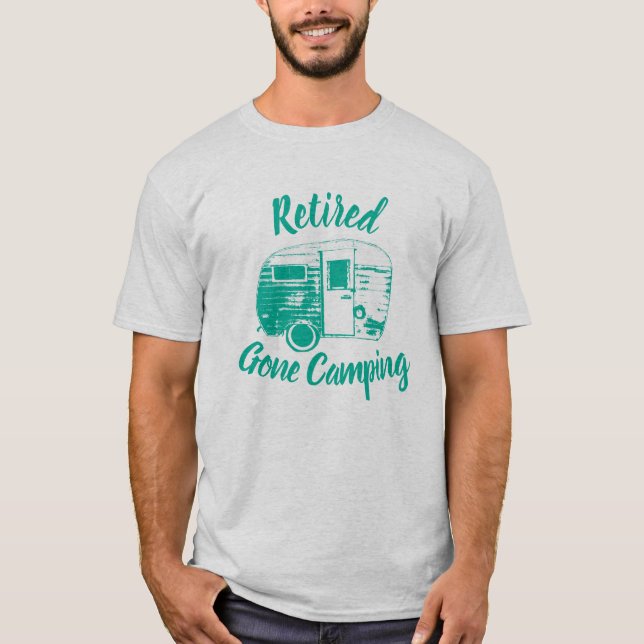 Pensionierter gegangener Campings-Retro T-Shirt (Vorderseite)