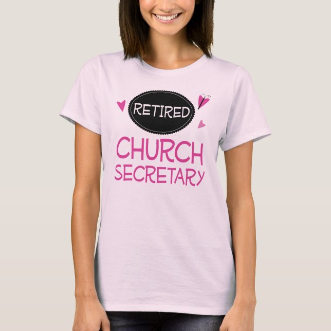Pensionierter Kirchen-Sekretär Pink Butterfly T-Shirt (Vorderseite)