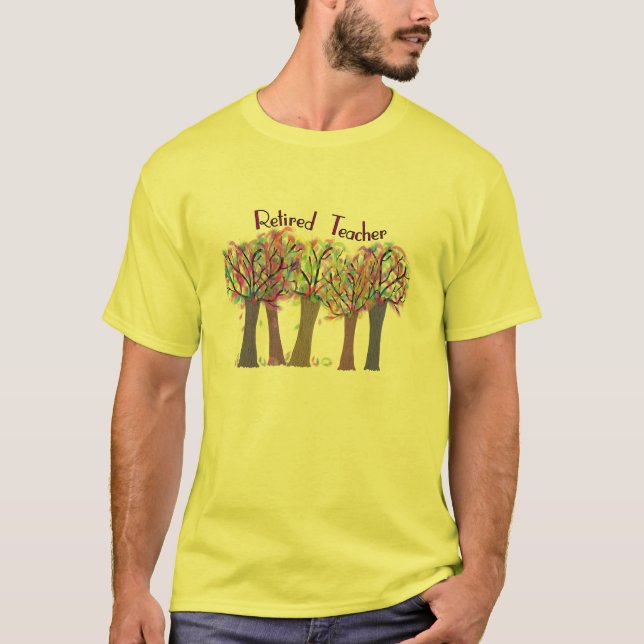 Pensionierter Lehrer-künstlerischer Baum-Entwurf T-Shirt (Vorderseite)