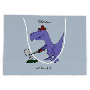 Pensionierter Trex Dinosaurier, der Golf spielt Große Geschenktüte