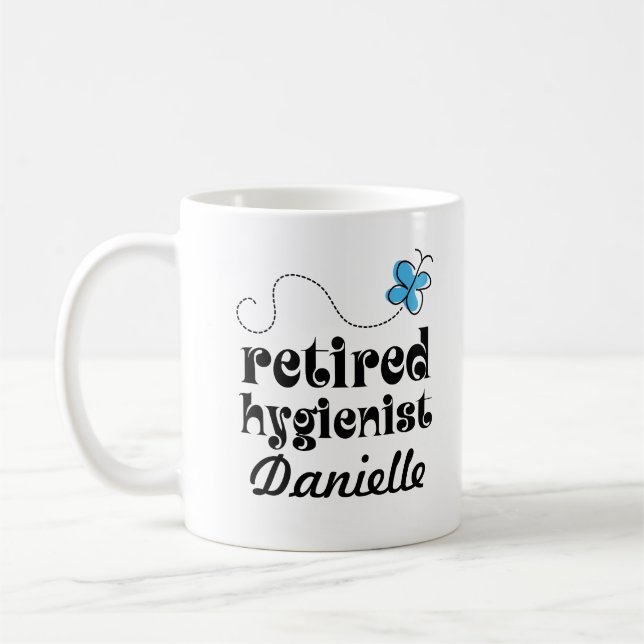 Pensioniertes personalisiertes Geschenk des Tasse (Links)
