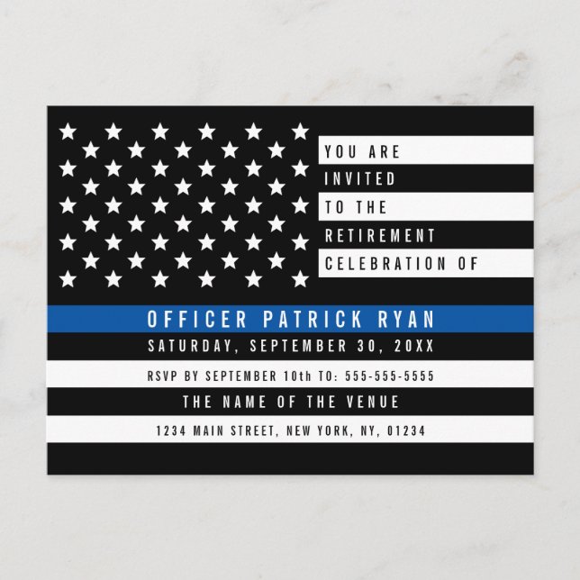 Pensionspolizei Thin Blue Line American Flag Postkarte (Vorderseite)