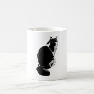Pensive Cat Back View Tinte Art Tasse