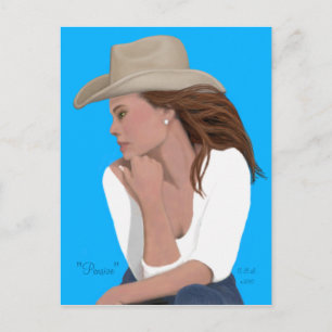 "Pensive" Cowgirl Postcard Postkarte