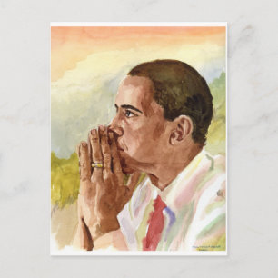 Pensive Obama Postkarte