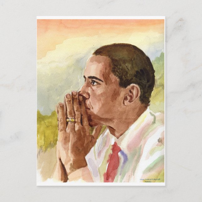 Pensive Obama Postkarte (Vorderseite)