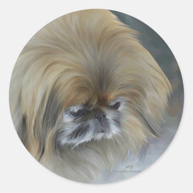 Pensive Pekingese Runder Aufkleber (Vorderseite)