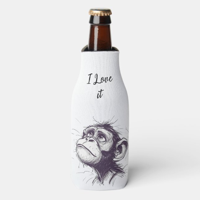 "Pensive Primat Bierflasche Cooler" Flaschenkühler (Flaschenvorderseite)