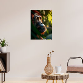 Pensiver Orangutan im Dschungel Poster