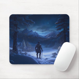 Pensiver Ritter des Winterwunderlandes Mousepad