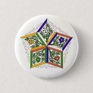 Penta-Stern im Blumen-Button Button