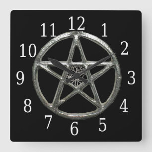 Pentacle Tree Of Life Square Clock Quadratische Wanduhr