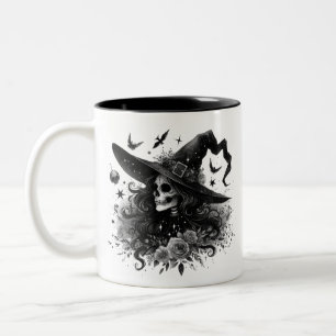 Pentagram Forest Hexe Gothic Black and White Zweifarbige Tasse