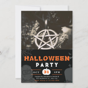 Pentagram Foto Black Halloween Einladung