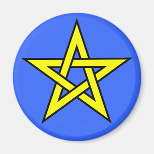 Pentagram-Gelb auf Blau Magnet
