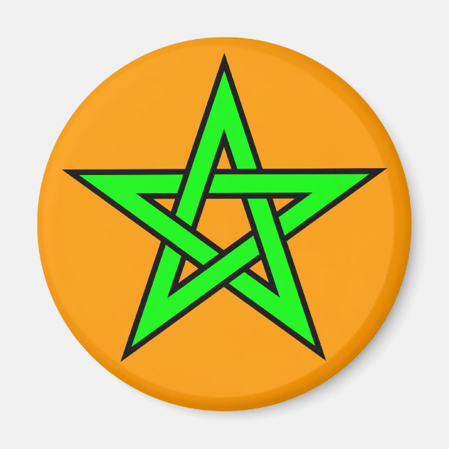 Pentagram Green auf Orange Magnet (Vorne)