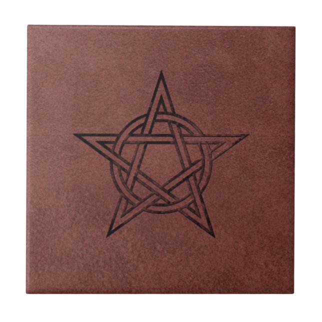 Pentagram - heidnisches magisches Symbol auf rotem Fliese (Vorderseite)