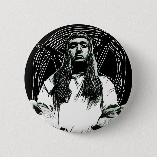 Pentagram-Jesus-Knopf Button (Vorderseite)