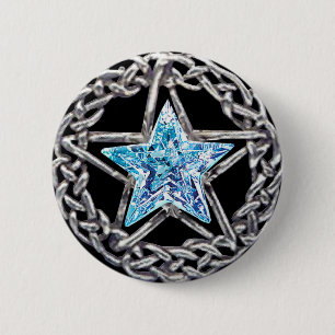 Pentagram-Kristallstern-Knopf Button