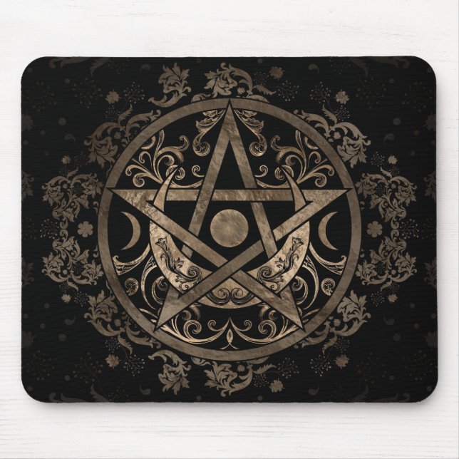 Pentagram Ornament - Gold und Schwarz Mousepad (Vorne)