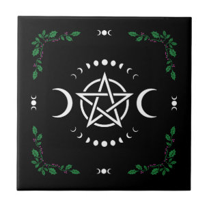 Pentagram Pentagramm Dreimondgotteskachel Fliese