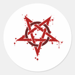 Pentagram-Rot Runder Aufkleber