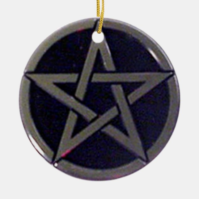 Pentagram Silber-Ornament oder Anhänger Keramikornament (Vorne)