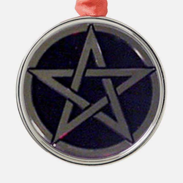 Pentagram-silberne Verzierung oder Anhänger Silbernes Ornament (Vorne)