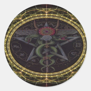 Pentagram Snakes Runder Aufkleber