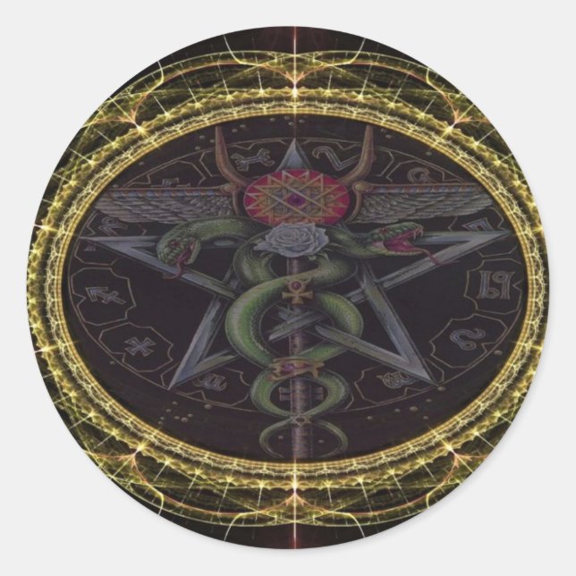 Pentagram Snakes Runder Aufkleber (Vorderseite)