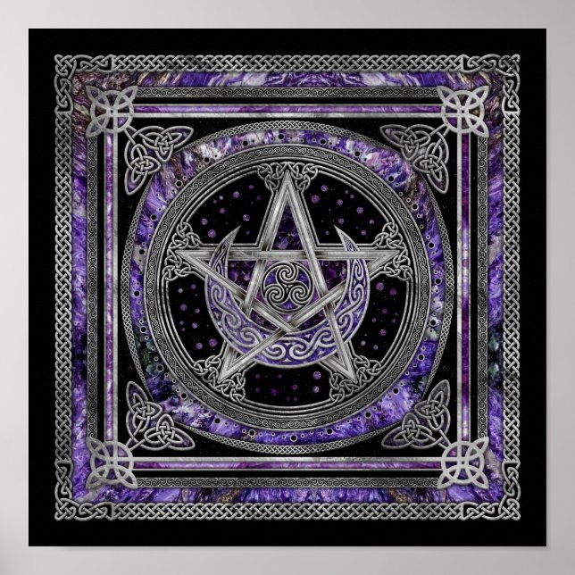 Pentagram Triskelion Amethyst Moon Poster (Vorne)