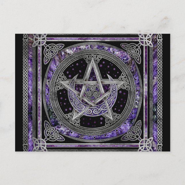 Pentagram Triskelion Amethyst Moon Postkarte (Vorderseite)