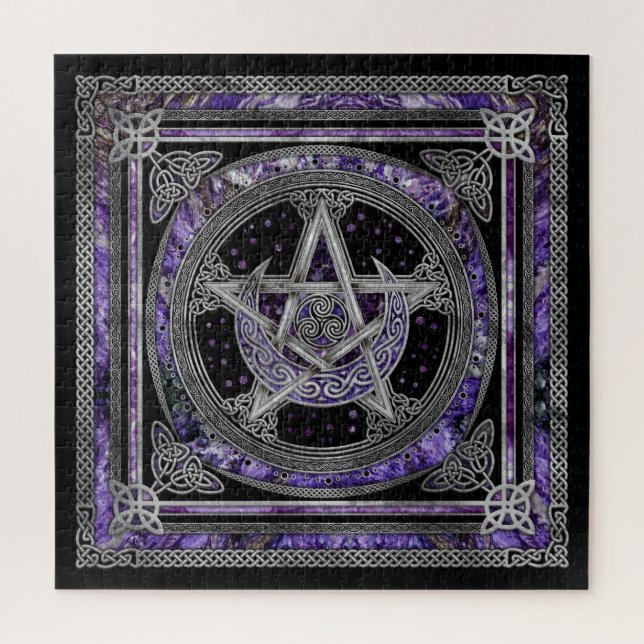 Pentagram Triskelion Amethyst Moon Puzzle (Vertikal)