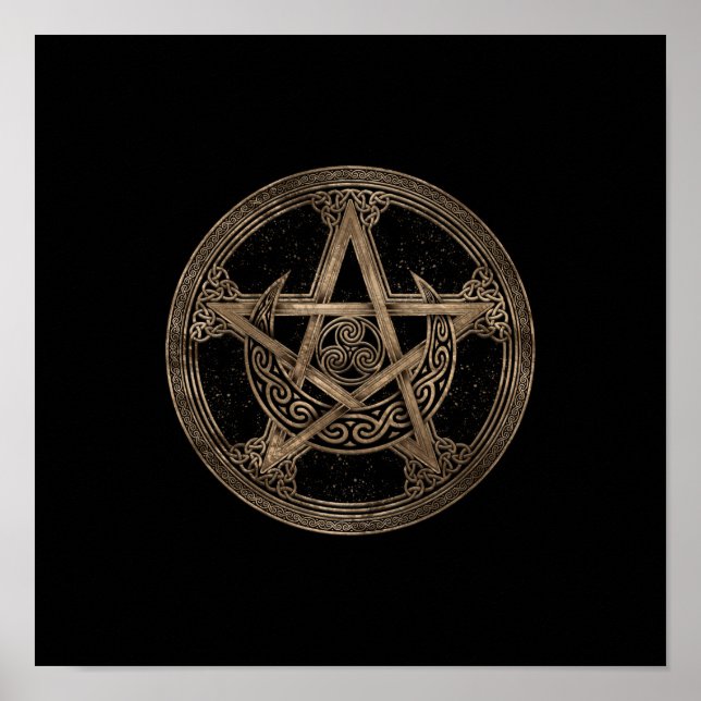 Pentagram Triskelion Moon Ornament Poster (Vorne)