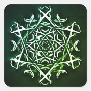 Pentagram und Antlers Green Occult Symbol Gothic Quadratischer Aufkleber
