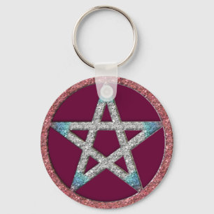 Pentagram Wiccan Witz Key Chain Fob Schlüsselanhän Schlüsselanhänger