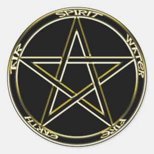 Pentagramm-Aufkleber für Erde, Luft und Feuer Runder Aufkleber