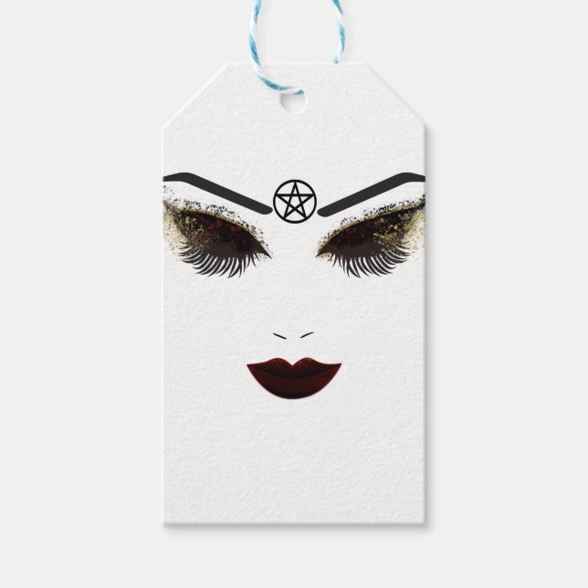 Pentagramm Beauty Face Lashes & Dark Lips Makeup Geschenkanhänger (Vorderseite)
