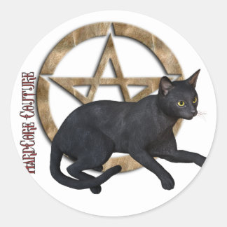 Pentagramm Black Cat Runder Aufkleber