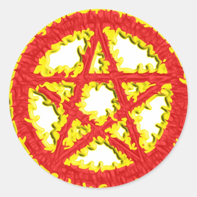 Pentagramm des Feuers Runder Aufkleber (Vorderseite)